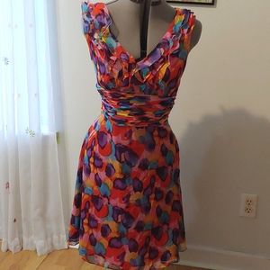 Muliticolored Tahari ruffle dress size 12